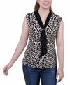 Ny Collection Petites Womens Polka Dot Polyester Pullover Top In Abstract Dots