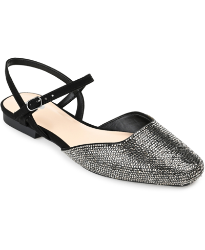 Journee Collection Nysha Rhinestone Embellished Flat In Black