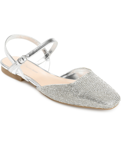 Journee Collection Womens Metallic Rhinestone Slingbacks In Silver