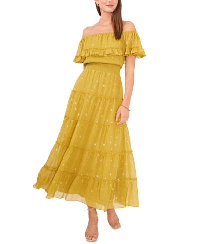 vince camuto off the shoulder maxi dress Vince Camuto Ruffled Off-the-Shoulder Maxi Dress High Tide XL NWOT (126)
