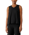 Eileen Fisher V-neck Stretch Jersey Tank In Black