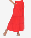 White Mark Plus Womens Knit Tiered Maxi Skirt In Red
