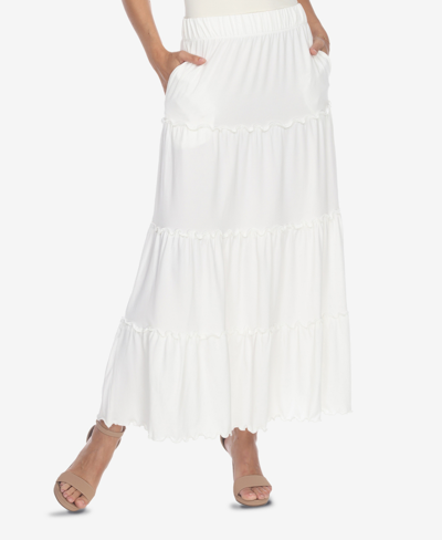White Mark Women's Tiered Maxi Skirt In White