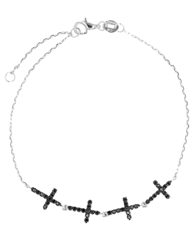 Macy's Anklet With Crosses In Sterling Silver