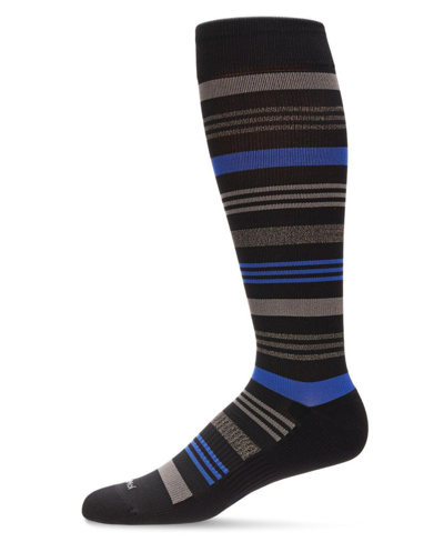 Memoi Men's Striped Nylon Compression Socks In Black