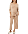 A Pea In The Pod Long Sleeve Maternity Henley Shirt In Warm Taupe