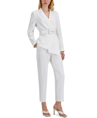 Tahari Asl Belted Pantsuit In Ivory