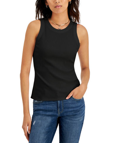 Inc International Concepts Women's Ribbed Crewneck Tank, Created For Macy's In Deep Black