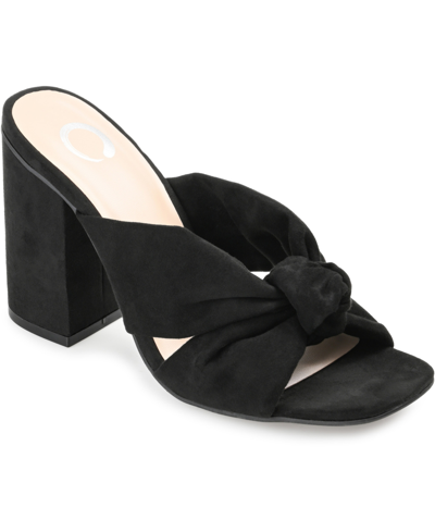 Journee Collection Women's Tabithea Knotted Block Heel Sandals In Black