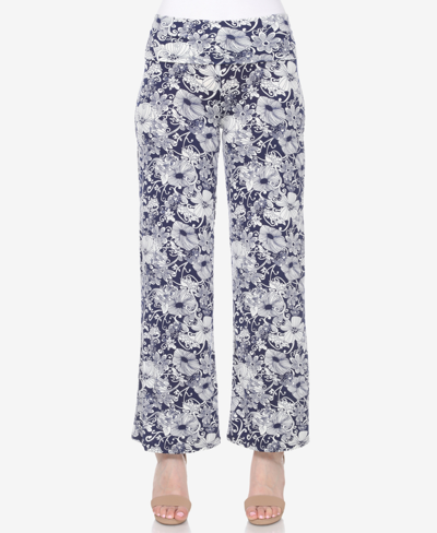 White Mark Women's Floral Paisley Palazzo Pants In Blue