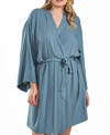 ICOLLECTION BREE PLUS SIZE MODAL ROBE WITH LOOPED SELF TIE SASH AND INNER TIES