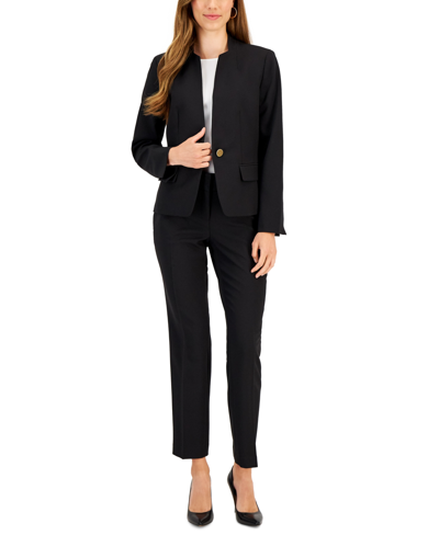 Le Suit Single-button Blazer And Slim-fit Pantsuit, Regular And Petite Sizes In Black