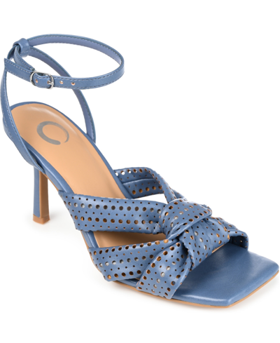 Journee Collection Women's Naommi Perforated Sandals In Blue