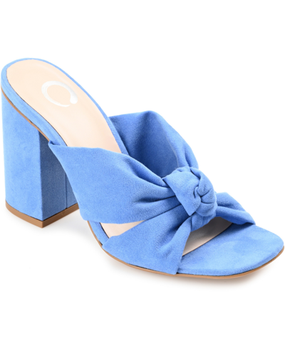 Journee Collection Women's Tabithea Knotted Block Heel Sandals In Blue