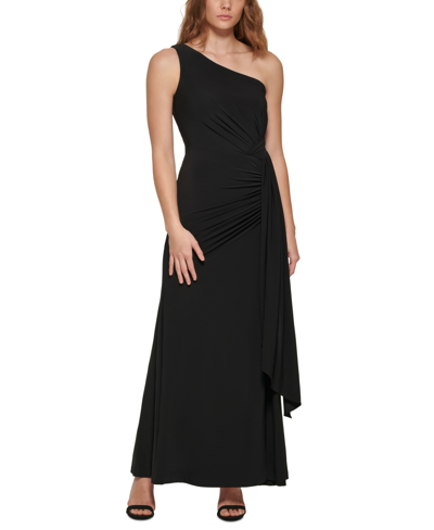 Vince Camuto Women's Ruched One-shoulder Gown In Black