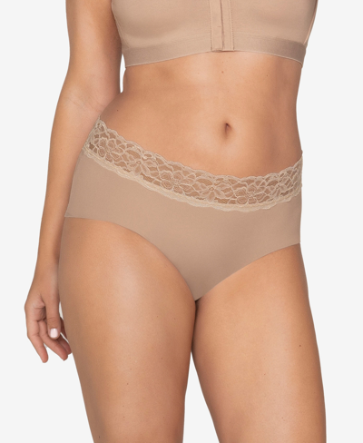 Leonisa Ultra Light Lace Trim Hipster Panty In Light Beige