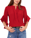 Vince Camuto Women's Ruffle Sleeve Henley Blouse In Dark Red
