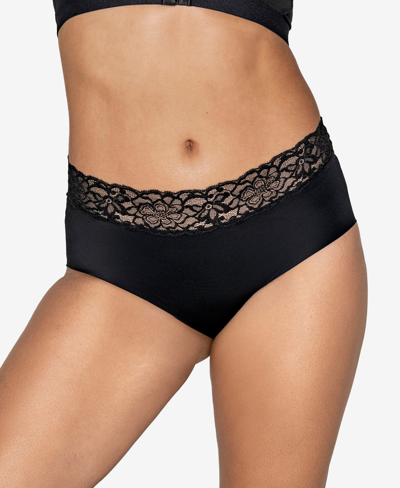 Leonisa Ultra Light Lace Trim Hipster Panty In Black