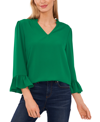 Cece Ruffle Cuff Crepe Top In Lush Green