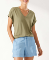 Tommy Bahama Kauai Jersey Women's V-neck Tee In Tea Leaf