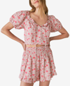 Lucky Brand Printed Cropped Top In Pink Multi