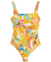 A Pea In The Pod Square Neck One-piece Maternity Swimsuit In Mango Print