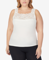 Cuddl Duds Plus Size Softech Stretch Lace Detail Cami In Ivory