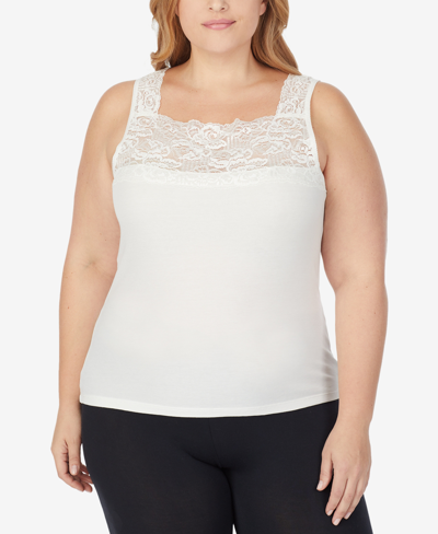 Cuddl Duds Plus Size Softech Stretch Lace Detail Cami In Ivory