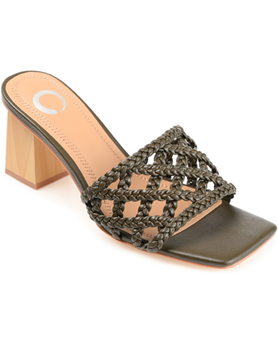 Journee Collection Evvie Braided Sandal In Olive