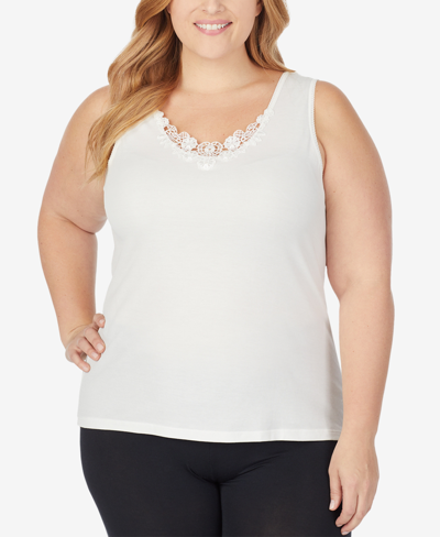 Cuddl Duds Plus Size Softech Venice Lace Detail Cami In Ivory