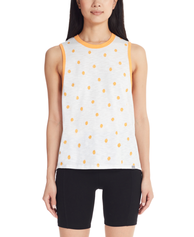 Marc New York Women's Performance Ditsy Daisy Printed Ringer Tank Top In White Daisy