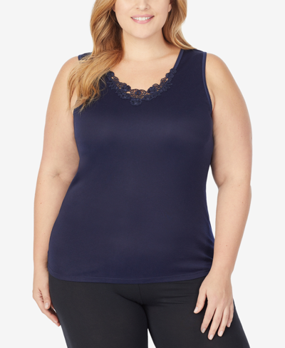 Cuddl Duds Plus Size Softech Venice Lace Detail Cami In Ink