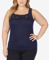 Cuddl Duds Plus Size Softech Stretch Lace Detail Cami In Ink