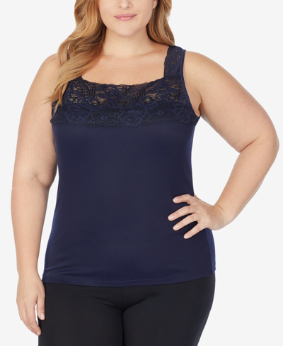 Cuddl Duds Plus Size Softech Stretch Lace Detail Cami In Ink