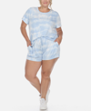 WHITE MARK PLUS SIZE 2 PIECE TOP SHORTS LOUNGE SET