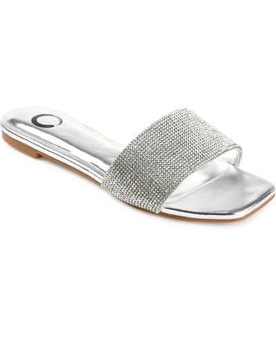 JOURNEE COLLECTION WOMEN'S GRAYCE RHINESTONE FLAT SANDALS