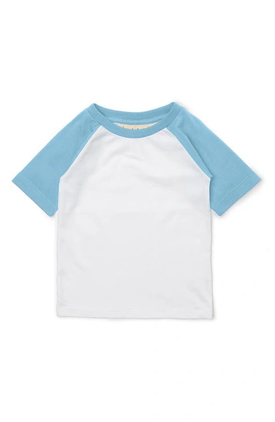 Dotty Dungarees Kids' Colourblock Raglan Sleeve Cotton Baseball T-shirt In Blue