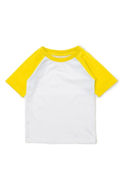 Dotty Dungarees Kids' Colourblock Raglan Sleeve Cotton Baseball T-shirt In Yellow