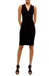 Akris V-neck Sleeveless Knit Midi Dress In Black
