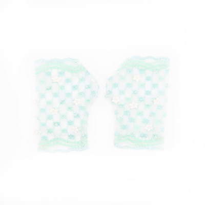 Adiba Kids'  Pastel Floral Lace Gloves In Green