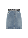 Dolce & Gabbana Short Denim Skirt With Branded Waistband In Variante Abbinata