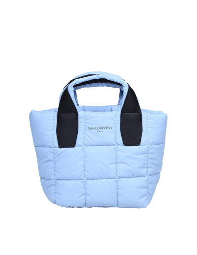 Veecollective Vee Collective Mini Porter Tote Bag In Fabric Quilted In Blue