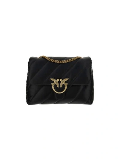 Pinko Large Quilted Love Shoulder Bag In Nero