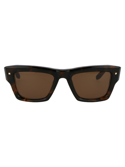 Valentino Garavani Brown Tortoise Acetate Sunglasses In Black