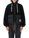 Ambush Drawstring Fleece Jacket In Black Yellow