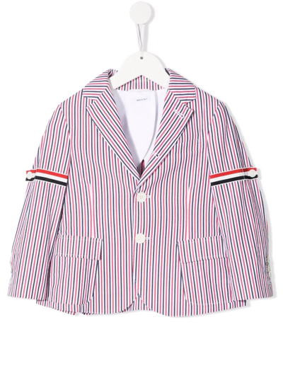 Thom Browne Kids' Striped Single-breasted Blazer In Multicolour