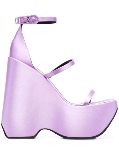 Versace Triplatform 170mm Platform Sandals In Purple