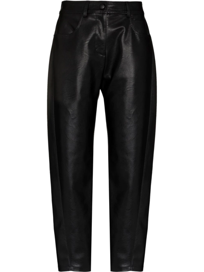 Stella Mccartney Cropped Faux Leather Straight-leg Trousers In Black