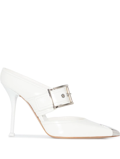 サンダル・ミュール Alexander Mcqueen Punk Buckle Mule in Silve Alexander Mcqueen Punk Buckle Mules In Silver - 50% Off