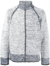 3.1 Phillip Lim Men's Marled Full-zip Cardigan Sweater In White